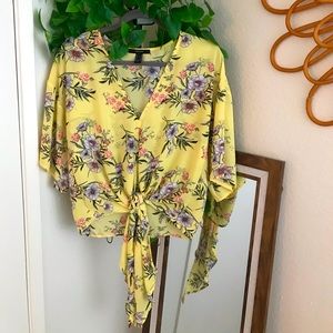 F21 yellow summer blouse